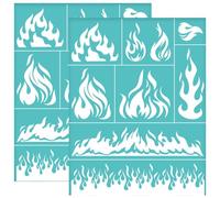 OLYCRAFT 2 pièces 22x28 cm Thème de Feu Pochoir de Sérigraphie Auto-Adhésif Flamme Feu Pochoir de Sérigraphie Réutilisable Pochoirs en Maille Transfert pour Bricolage T-Shirt Peinture Sur Tissu