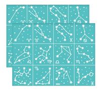 OLYCRAFT 2 pièces 28x22 cm 12 constellations Autocollant Sérigraphie Pochoir Étoile Symbole Sérigraphie Pochoir Constellation Signe Maille Pochoirs Transfert pour Bricolage T-Shirt Tissu Peinture