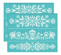 OLYCRAFT 2 Pochoirs D'Impression Sérigraphique Auto-Adhésifs Motifs Plantes Maille Transferts Folk Décoratifs Pour Peinture Sur Bois Bricolage T-Shirt Tissu - 28x22cm