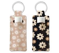 OLYCRAFT 2 Porte Rouge à Lèvres Porte Clés Simple à Fleurs Porte Baume à Lèvres Portable Porte Clés Élastique en Tissu Plongée Porte Clés Bohème pour Le Voyage Rangement de Gloss à Lèvres