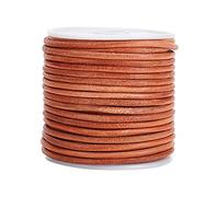 OLYCRAFT 20m/21.9 Yards Cordon Cuir Rond Véritable Corde 3mm pour Bijoux Burlywood Cordon Cuir Couleur pour Fabrication Bijoux, Colliers, Bracelets, Tressage, Enveloppements, Projet D'Artisanat
