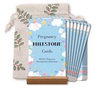 OLYCRAFT 20pcs Cartes Prière Grossesse Biberon Cartes Jalons Grossesse 42 Semaines de Grossesse Développement Jalons Cadeau Première pour Future Maman Parents Attendris Design Mignon Icône