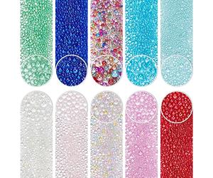 OLYCRAFT 210g Environ 720~1000pcs 0.4~3mm Perles à Bulles en Résine Colorée Perles Micro Caviar Gouttes D'Eau Irisées Perles à Bulles Minuscules Sans Trou pour L'Artisanat de Résine et les Arts