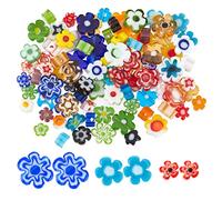 OLYCRAFT 220-249pcs Fait Main Fleur Millefiori Perles Verre au Chalumeau 3style Petit Mélangés Couleur Fleur Perles Verre Perles Mosaïque pour Bijoux Bracelet Collier Fabrication Bricolage Artisanat