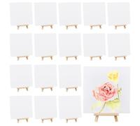 OLYCRAFT 24 Ensembles Tableaux toile avec Easel pour la peinture 15x15cm Mini toile avec Easel Ensembles toiles peinture Petites toiles Panneaux pour l'artisanat l'aquarelle faveurs de fête