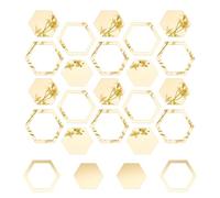 OLYCRAFT 24 Pcs Acrylique Hexagone Miroir Stickers Muraux Amovible Auto-Adhésif Stickers Muraux Or Acrylique Miroir Carreaux Or Sticker Mural pour DIY Artisanat Décoration Murale -100x86x1mm