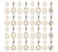 OLYCRAFT 24 Pcs Cerceau de Point de Croix en Bois Porte-clés Mini-Cerceau de Broderie avec Fermoir en Forme de Pince de Homard Kit en Bois Ovale/Rond pour DIY Porte-clés de Broderie - 8~9.2cm