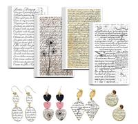 OLYCRAFT 24 Pcs Papier Transfert D'Argile Manuscrit Français 4 Motifs - Poésie Polymère - Feuilles Transfert D'Argile Polymère - Thème Vintage - Petit pour Boucles D'Oreilles en Argile