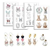 OLYCRAFT 24pcs Papier de transfert d’argile de lapin de pâques 4 Design papier de transfert d’argile de lapin polymère de lapin petit décalque en céramique pour la fabrication de bijoux