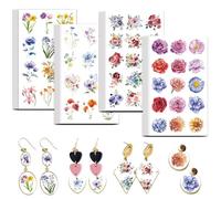 OLYCRAFT 24Pcs Papier Transfert à Motif Floral pour Argile 4 motif Papier Transfert pour Polymère Lignes Abstraites Feuilles de Transfert pour Boucles D'Oreilles en Argile Fabrication