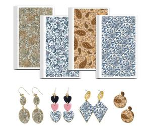 OLYCRAFT 24pcs Papier Transfert Cachemire 4 motif de Transfert à Motif Transfert Vintage pour Pâte Polymère Petits Autocollants en Céramique pour Boucles D'Oreilles Fabrication de Bijoux