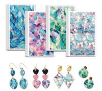 OLYCRAFT 24pcs Papier Transfert Mosaïque 4 motif Papier Transfert Motif Marbre pour Pâte Polymère Papiers Transferts Verre Teinté Petits Autocollants Céramiques D'Oreilles Fabrication Bijoux