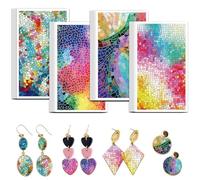 OLYCRAFT 24pcs Papier Transfert Mosaïque Couleur 4 motif de Transfert pour Pâte Polymère Motifs Colorés Petits Autocollants en Céramique pour Fabrication de Boucles D'Oreilles et de Bijoux.