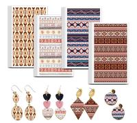 OLYCRAFT 24Pcs Papier Transfert Western Clay 4 Motif Papier Transfert pour Polymère Feuilles de Transfert Géométriques en Argile Polymère Ligne pour Boucles d'oreilles en Argile Fabrication