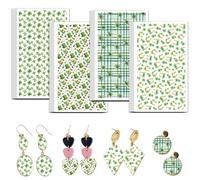 OLYCRAFT 24pcs St patrick’S Day papier transfert d’argile 4 Design Lucky Horseshoe papier de transfert d’argile transfert polymère décalcomanies céramique boucles d’oreilles fabrication bijoux