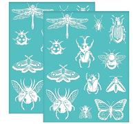 OLYCRAFT 2Pcs 22x28cm Pochoir de sérigraphie Auto-adhésif Insecte Dragonfly Butterfly Pochoir de sérigraphie Moth Bee Pochoirs réutilisables pour la Peinture de Tissu de t-Shirt DIY