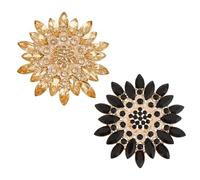 OLYCRAFT 2pcs broche Fleur en Strass Doré et Noir Broche Fleur Cristal Épingle Revers Broche Tournesol Cristal Strass pour Mariage Banquet Fête D'Anniversaire Vêtements Accessoires pour Chapeaux