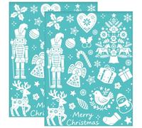 OLYCRAFT 2Pcs Noël casse-noix autocollant sérigraphie Stencil arbre de Noël sérigraphie Stencils cerf réutilisable maille Stencils transfert pour bricolage t-shirt tissu bois peinture -22x28cm