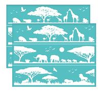 OLYCRAFT 2pcs Pochoir de Sérigraphie Auto-Adhésif Motif Animal Sauvage Maille Transferts Pochoir Lion Oiseau Arbre Sérigraphie Pochoir pour Peinture sur Bois Bricolage T-Shirt Tissu - 28x22cm