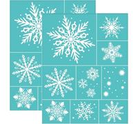 OLYCRAFT 2pcs Pochoir D'Impression Auto-Adhésif Flocon Neige Sérigraphie Pochoir Thème Pochoir Maille pour Décoration D'Intérieur T-Shirt Oreiller Sacs Tissu 8x22cm