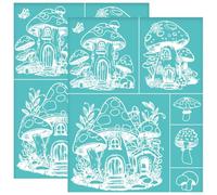 OLYCRAFT 2Pcs pochoir en Soie Autocollant en Forme Maison Champignon 28x22cm auto-adhésive pochoirs Sérigraphie Soie Pochoirs réutilisables à mailles transfert pour Bricolage T Shirt Oreiller