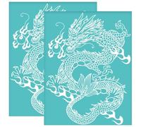 OLYCRAFT 2Pcs pochoir en Soie de Dragon Chinois de 28x22cm Thème Animal Pochoir Auto Adhésif pour Impression en Sérigraphie Pochoirs en Maille Transfert pour Bricolage T Shirt Oreiller Décoration
