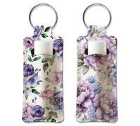 OLYCRAFT 2Pcs Porte Rouge à Lèvres en Forme de Pivoine Porte Baume à Lèvres Tissu Élastique de Plongée Porte Clés Porte Rouge à Lèvres Portable Sacs Manchon pour Rouge à Lèvres Chapstick