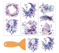 OLYCRAFT 3 pcs/Set Fantasy Flowers Rub On Transfers pour Meubles et Artisanat 15x30cm Plantes Thème Meubles Transfert Autocollants Transfert Autocollants pour Meubles en Bois Décoration