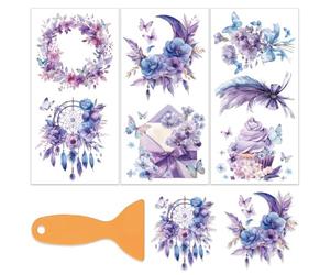 OLYCRAFT 3 pcs/Set Fantasy Flowers Rub On Transfers pour Meubles et Artisanat 15x30cm Plantes Thème Meubles Transfert Autocollants Transfert Autocollants pour Meubles en Bois Décoration