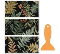 OLYCRAFT 3 pcs/Set Feuilles de Fougère Frottez Sur les Transferts pour Meubles et Artisanat 30x15cm Thème Végétal Meubles Autocollants Décor Meubles avec 1 grattoirs pour Meubles en Bois Décor