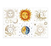 OLYCRAFT 3 pcs/Set Golden Sun Moon Rub On Transfers pour Meubles et Artisanat 15x30cm Coloré Lune Soleil Meubles Autocollants Fantasy Transfert Autocollants Décalcomanies pour Meubles Décoration