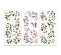 OLYCRAFT 3 pcs/Set Magnolia Rub On Transfers pour Meubles et Artisanat 15x30cm Fleur Coin Meubles Décalcomanies Papillon Transfert Autocollants Rub On Décalcomanies pour Meubles en Bois Décoration