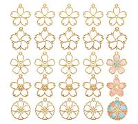 OLYCRAFT 30 pièces Alliage Lunette Arrière Ouverte Pendentifs 35x30mm Cadre Creux Balancent Charmes Faisant des Kits pour Bricolage Résine UV Ou Fabrication de Bijoux de Fleur Pressée