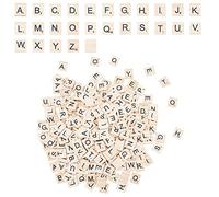 OLYCRAFT 300 Pcs Lettres Majuscules Bois Noir Carreaux AZ Scrabble Alphabet Dessous Verre Mots Croisés 20x18x4mm