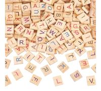 OLYCRAFT 300PCS Tuiles de Lettres en Bois colorées A-Z Lettres majuscules Tuiles de Scrabble en Bois Pièces de Bois pour la Fabrication de sous-Verres d'alphabet et de Mots croisés de Scrabble