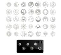 OLYCRAFT 35pcs autocollants en métal argenté autocollants 2x2cm métal étoile lune autocollant soleil thème Cosmos autocollant époxy pyramides pour DIY Scrapbooks décoration en résine époxy