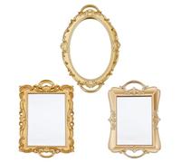 OLYCRAFT 3pcs Ensemble de miroirs Vintage 3 Styles miroirs décoratifs Dressing avec Plateau Miroir Cadre Inclut 1 Miroir Ovale et 2 miroirs rectangulaires pour Mariage décoration Victorienne