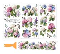 OLYCRAFT 3pcs/set 15x30cm autocollants Décoratifs Forme D'Hortensia Meubles Loisirs Créatifs Motif Papillon 1pcs Fleurs Violettes avec Grattoir pour Scrapbooking Fenêtre Décoration D'Intérieur