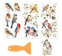 OLYCRAFT 3pcs/set décalcomanies appliquer Branche et Oiseaux pour meubles et artisanat 15x30cm colorés d'oiseaux Décalcomanie à appliquer avec 1 raclette scrapbook fenêtre décoration intérieure