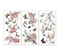 OLYCRAFT 3pcs/Set Sakura Rub on Transfers for Furniture and Crafts 15x30cm Cherry Blossom Decor Transfer Stickers Butterfly Rub on Decals for Wood Furniture Scrapbooking Home Decorations