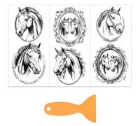 OLYCRAFT 3pcs/set Vintage Horse frotter transferts meubles et l’artisanat 15x30cm noir blanc décalcomanies meubles cheval autocollants décalcomanies 1pc grattoir la fenêtre DIY décoration maison