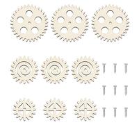 OLYCRAFT 3Sets Tranches de bois blanc Jeux d'engrenages en bois non fini avec vis Tranches de bois en forme d'engrenage Découpes en bois naturel pour le bricolage et la peinture