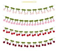 OLYCRAFT 4 Lot de 2.3m de String Cerisier décoration Murale 4 Couleurs Boule de Feutre décoration Murale de Feutre Laine Fruit Cordes suspendues pour Décoration de Cheminée Mariage Accessoire