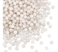 OLYCRAFT 440 ~ 450 pcs 4 mm Perles de jade blanc naturel pierres précieuses perles en vrac rondes non teintes perles de pierre pour bracelet, collier, boucles d'oreilles DIY bijoux fabrication