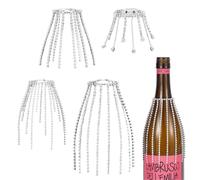 OLYCRAFT 4pcs pompon en Strass Argenté pour Bouteille de Vin 5-6cm Pendentif en Laiton pour Bouteille Vin Voile Breloques Décoratives pour Bouteilles de Champagne Décorations Mariage Champagne