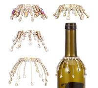 OLYCRAFT 4pcs Strass Doré pour Bouteille de Vin 12cm Pendentif en Laiton pour Bouteille de Vin Voile Bouteilles de Champagne pour Bouteille de Fête Mariage Décorations de Champagne