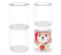 OLYCRAFT 4Pcs vitrine pour Mini Figurines 8.4x9.4x11.2cm Colonne Hexagonale Boîte de Présentation pour Objets Collection Rangement pour Mini Figurines Vitrine Transparente pour Vitrine Mini Figurines