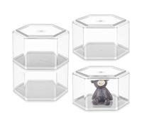 OLYCRAFT 4Pcs Vitrine pour Mini Figurines 8.4x9.4x5.7cm Colonne Hexagonale Boîte de Présentation pour Objets Collection Rangement pour Mini Figurines Vitrine Transparente pour Vitrine Mini Figurines