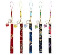 OLYCRAFT 5pcs Porte-Clés Porte-Clés Chat Porte-Bonheur Japonais Faisant Signe Chat Porte-Clés Cloche Boucle Porte-Clés avec Fleur Maneki Neko Porte-Clés Breloque pour Handag Sac Dos Téléphone 21.5cm