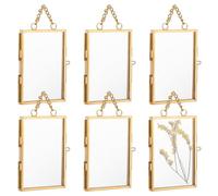 OLYCRAFT 6 mini Cadre Photo Mural à Suspendre 9.3x6.1cm Double Cadre Photo en Verre avec Chaîne Cadre Pliable en Laiton Cadres D'Affichage D'Œuvres D'Art Vintage à Faire Soi Même pour Fleurs